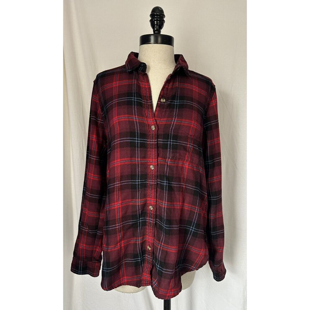 AMERICAN EAGLE Boyfriend Fit Red Flannel Shirt Western Long Sleeve Womens M